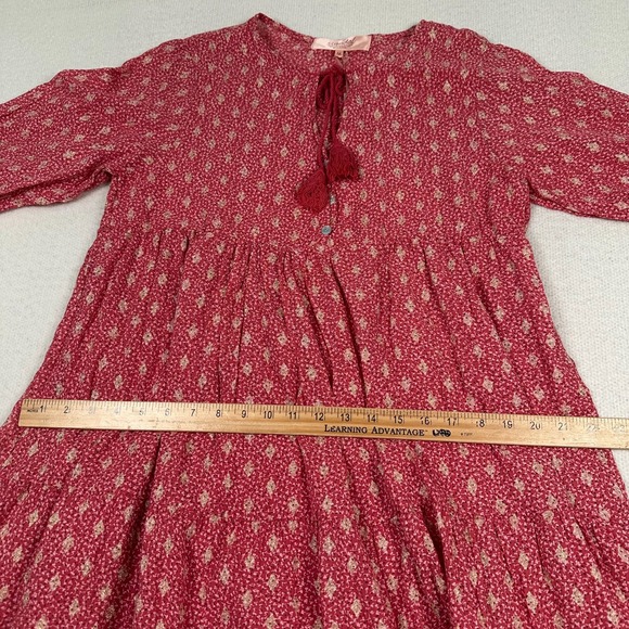 NWT Scandal Italy Ordell Tiered Ruffle Mini Dress Womens Medium Floral Boho Pink - Picture 11 of 16